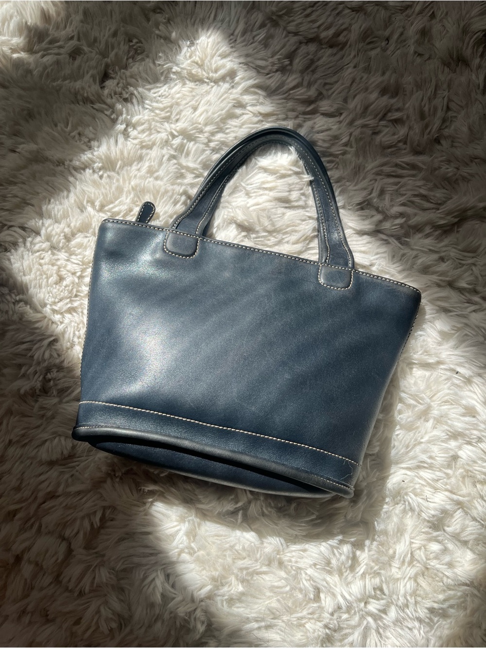 Coach vintage Dark navy Blue bleeker mini Leather Tote Bag